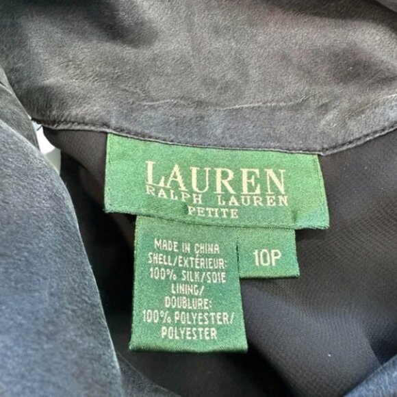 Ralph Lauren 100% Silk Navy Blue Halter Neck Tie Blouse, 10P - Picture 6 of 9